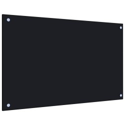 vidaXL Protección salpicaduras cocina vidrio templado negro 80x50 cm