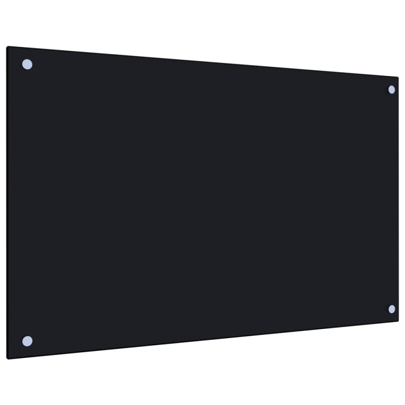 vidaXL Protección salpicaduras cocina vidrio templado negro 80x50 cm