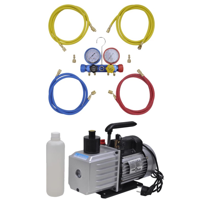 vidaXL Bomba de vacío 100 L/min manómetros de 4 vías kit herramientas vidaXL Bomba de vacío 100 L/min manómetros de 4 vías kit herramientas