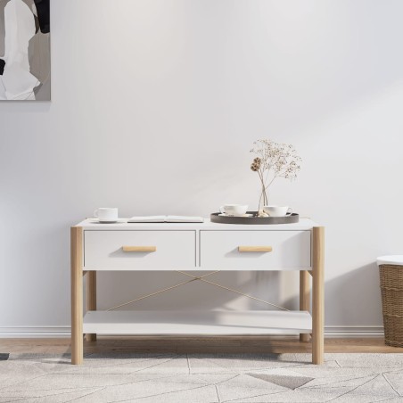 vidaXL Mesa de centro madera contrachapada blanco 82x48x45 cm