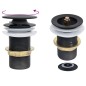 vidaXL Lavabo grifo tapón pulsador cristal templado marrón
