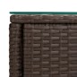 vidaXL Mesa auxiliar vidrio templado ratán sintético marrón 53x37x48cm vidaXL Mesa auxiliar vidrio templado ratán sintético marrón 53x37x48cm