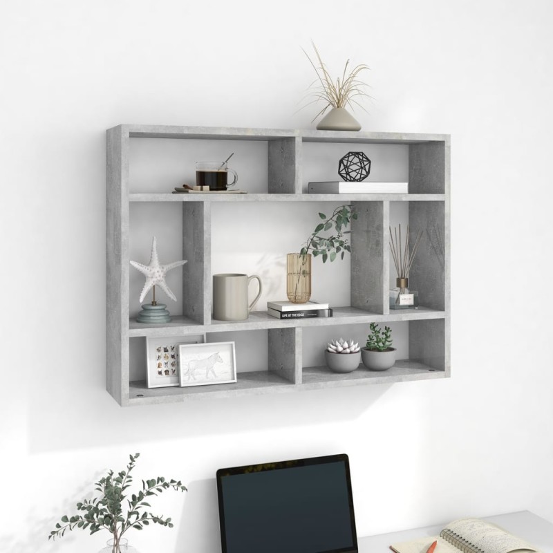 vidaXL Estantería de pared contrachapada gris hormigón 75x16x55 cm vidaXL Estantería de pared contrachapada gris hormigón 75x16x55 cm