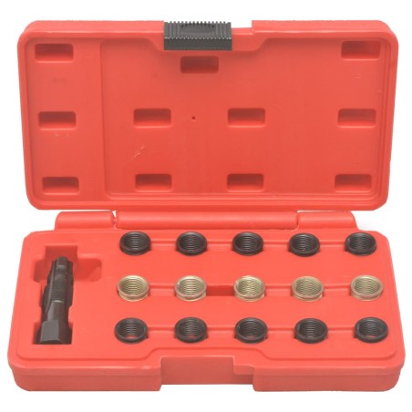 vidaXL Herramientas de reparación de roscas bujía 16 piezas M14x1,25
