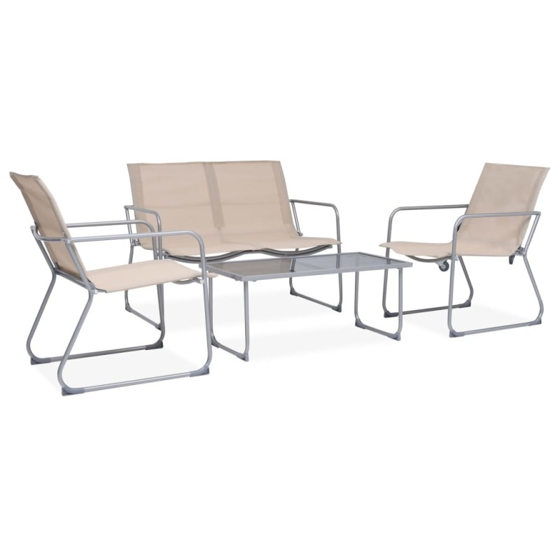 vidaXL Juego de muebles de jardín 4 piezas tela y acero crema vidaXL Juego de muebles de jardín 4 piezas tela y acero crema