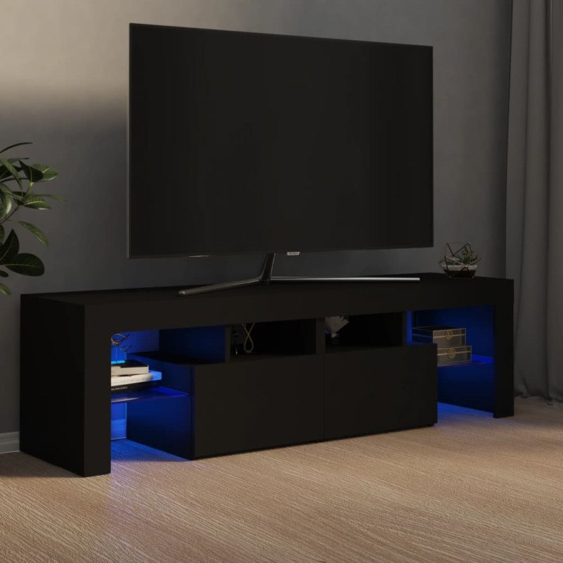 vidaXL Mueble de TV con luces LED negro 140x36,5x40 cm
