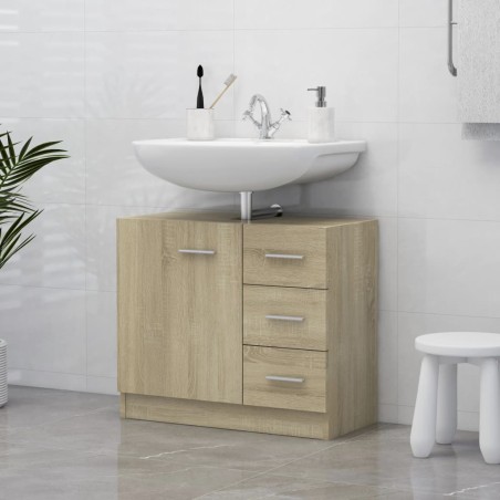 vidaXL Armario para lavabo madera contrachapada color roble 63x30x54cm