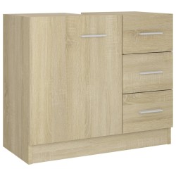 vidaXL Armario para lavabo madera contrachapada color roble 63x30x54cm