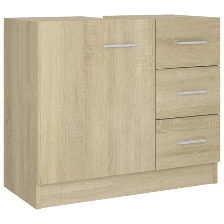 vidaXL Armario para lavabo madera contrachapada color roble 63x30x54cm