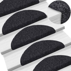 vidaXL Alfombrillas de escaleras autoadhesivas 10 uds negro 56x17x3 cm