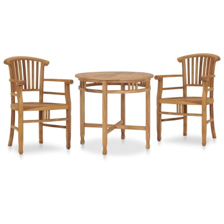 vidaXL Conjunto de comedor de jardín 3 piezas madera maciza de teca