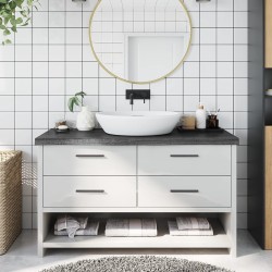 vidaXL Encimera baño madera maciza tratada gris oscuro 100x40x(2-6) cm
