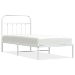 vidaXL Estructura de cama de metal con cabecero blanco 90x190 cm