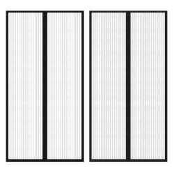 vidaXL Cortina mosquitera para puerta 2 uds imán negro 210 x 100 cm
