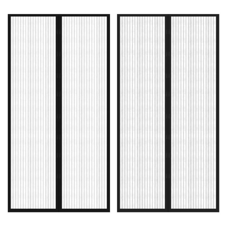 vidaXL Cortina mosquitera para puerta 2 uds imán negro 210 x 100 cm vidaXL Cortina mosquitera para puerta 2 uds imán negro 210 x 100 cm