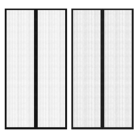 vidaXL Cortina mosquitera para puerta 2 uds imán negro 210 x 100 cm