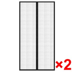vidaXL Cortina mosquitera para puerta 2 uds imán negro 210 x 100 cm