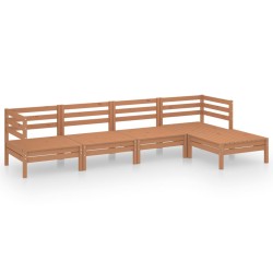 vidaXL Juego muebles de jardín 5 pzas madera maciza pino marrón miel