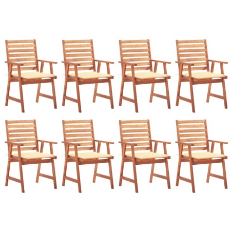 vidaXL Sillas comedor de jardín y cojines 8 uds madera maciza acacia 
