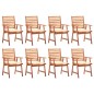 vidaXL Sillas comedor de jardín y cojines 8 uds madera maciza acacia vidaXL Sillas comedor de jardín y cojines 8 uds madera maciza acacia