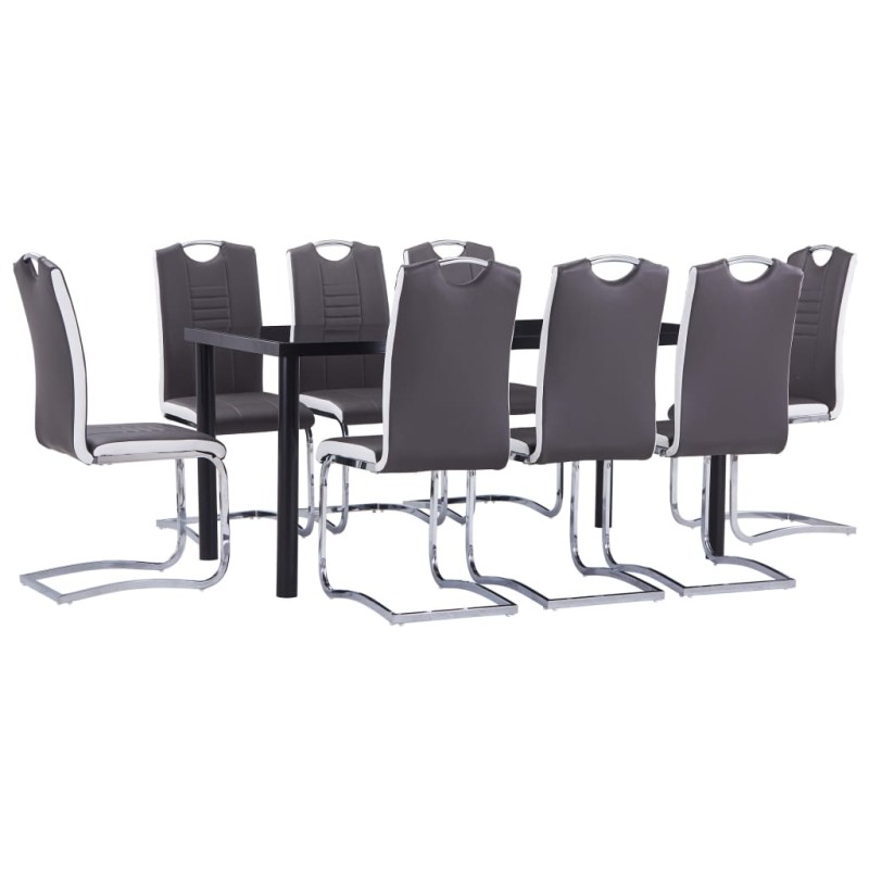 vidaXL Juego de comedor 9 piezas cuero sintético gris vidaXL Juego de comedor 9 piezas cuero sintético gris