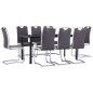 vidaXL Juego de comedor 9 piezas cuero sintético gris vidaXL Juego de comedor 9 piezas cuero sintético gris