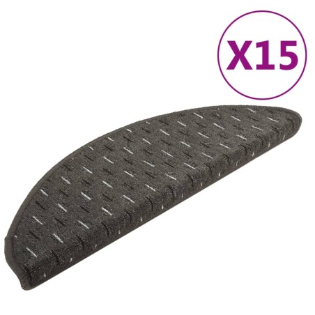 vidaXL Alfombras de peldaños de escalera 15 uds antracita 56x17x3 cm
