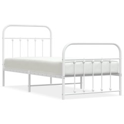vidaXL Estructura cama metal con cabecero y pie cama blanca 90x200 cm