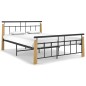vidaXL Estructura de cama metal y madera maciza de roble 140x200 cm vidaXL Estructura de cama metal y madera maciza de roble 140x200 cm