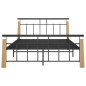 vidaXL Estructura de cama metal y madera maciza de roble 140x200 cm vidaXL Estructura de cama metal y madera maciza de roble 140x200 cm