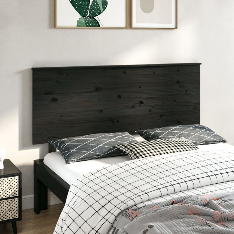 vidaXL Cabecero de cama madera maciza de pino negro 144x6x82,5 cm vidaXL Cabecero de cama madera maciza de pino negro 144x6x82,5 cm
