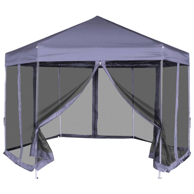 vidaXL Carpa desplegable hexagonal 6 paredes blanco crema 3,6x3,1m vidaXL Carpa desplegable hexagonal 6 paredes blanco crema 3,6x3,1m