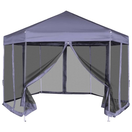 vidaXL Carpa desplegable hexagonal 6 paredes blanco crema 3,6x3,1m