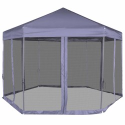 vidaXL Carpa desplegable hexagonal 6 paredes blanco crema 3,6x3,1m