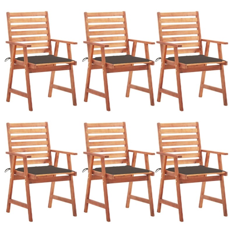 vidaXL Sillas comedor de jardín y cojines 6 uds madera maciza acacia vidaXL Sillas comedor de jardín y cojines 6 uds madera maciza acacia