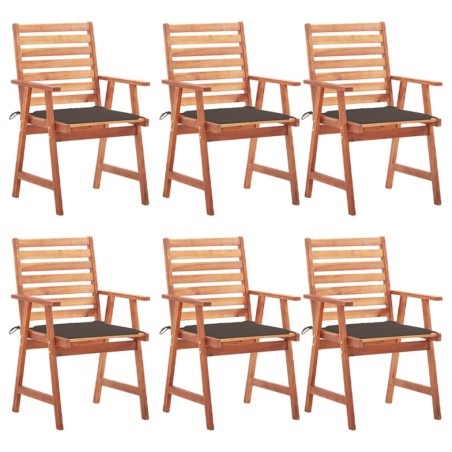 vidaXL Sillas comedor de jardín y cojines 6 uds madera maciza acacia 