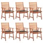 vidaXL Sillas comedor de jardín y cojines 6 uds madera maciza acacia vidaXL Sillas comedor de jardín y cojines 6 uds madera maciza acacia
