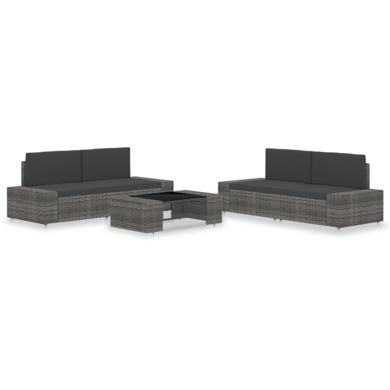 vidaXL Juego de muebles de jardín 5 piezas ratán sintético gris vidaXL Juego de muebles de jardín 5 piezas ratán sintético gris