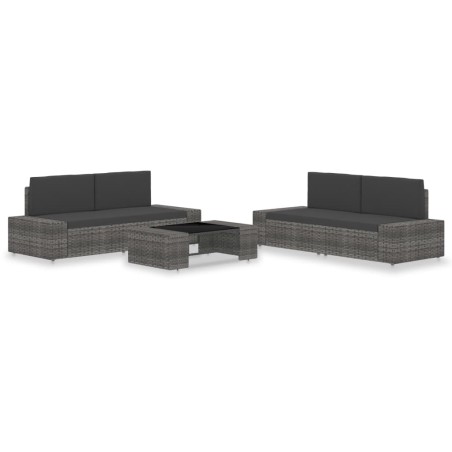 vidaXL Juego de muebles de jardín 5 piezas ratán sintético gris