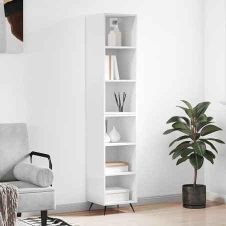 vidaXL Aparador alto madera contrachapada blanco 34,5x32,5x180 cm