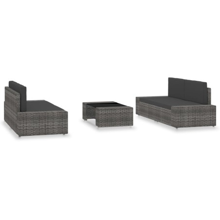 vidaXL Juego de muebles de jardín 5 piezas ratán sintético gris