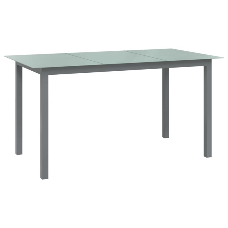vidaXL Mesa de jardín de aluminio y vidrio gris claro 150x90x74 cm vidaXL Mesa de jardín de aluminio y vidrio gris claro 150x90x74 cm