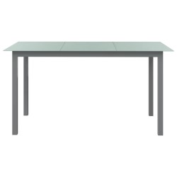 vidaXL Mesa de jardín de aluminio y vidrio gris claro 150x90x74 cm