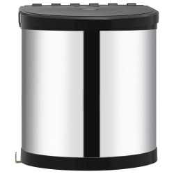 vidaXL Papelera de cocina empotrada acero inoxidable 12 L