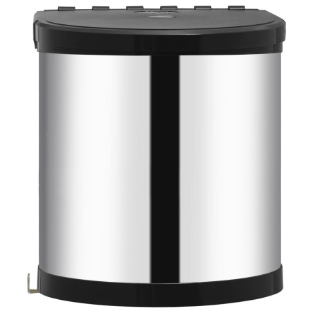 vidaXL Papelera de cocina empotrada acero inoxidable 12 L