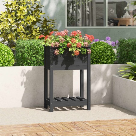 vidaXL Jardinera de madera maciza de pino gris 54x34,5x81 cm
