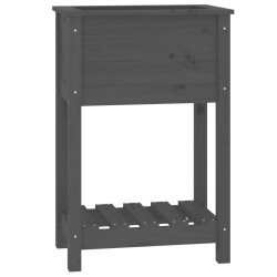 vidaXL Jardinera de madera maciza de pino gris 54x34,5x81 cm