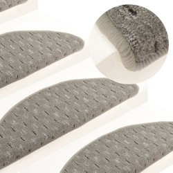 vidaXL Alfombras de peldaños de escalera 15 uds gris 65x21x4 cm
