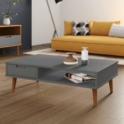vidaXL Mesa de centro MOLDE madera maciza de pino gris 100x55x31 cm