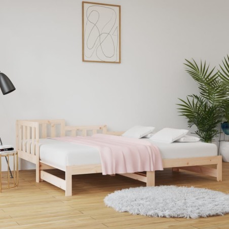 vidaXL Sofá cama extraíble madera maciza de pino 2x(80x200) cm